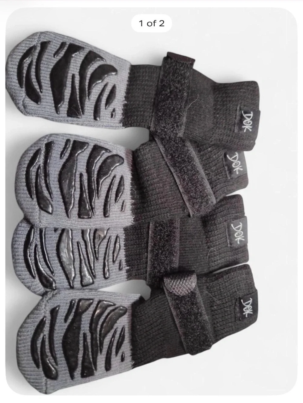 Non-Slip Black & Gray Dog Booties with Adjustable Strap (Set of 4) XS